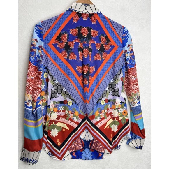 Pinko Women's Button Up Multi-Print Shirt Geometric Floral Size 2 - Picture 12 of 12